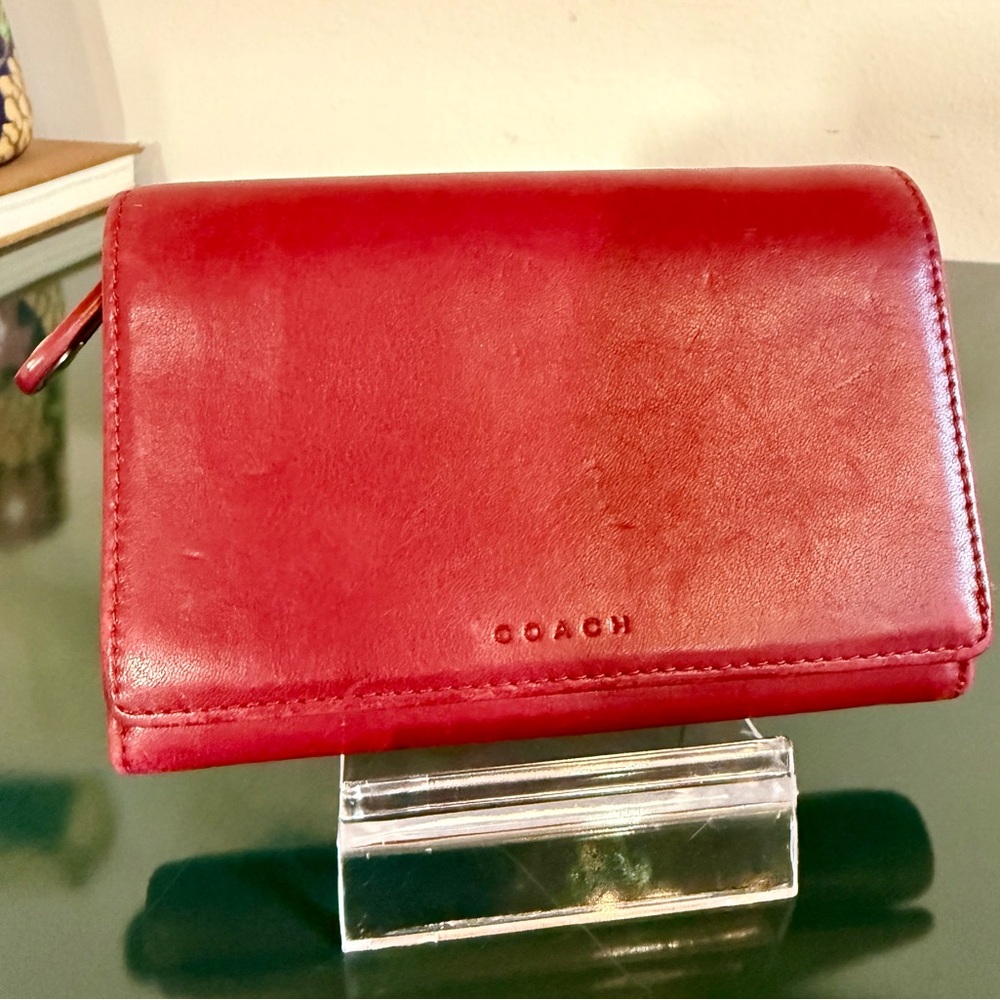 Coach Red Leather Bifold Wallet